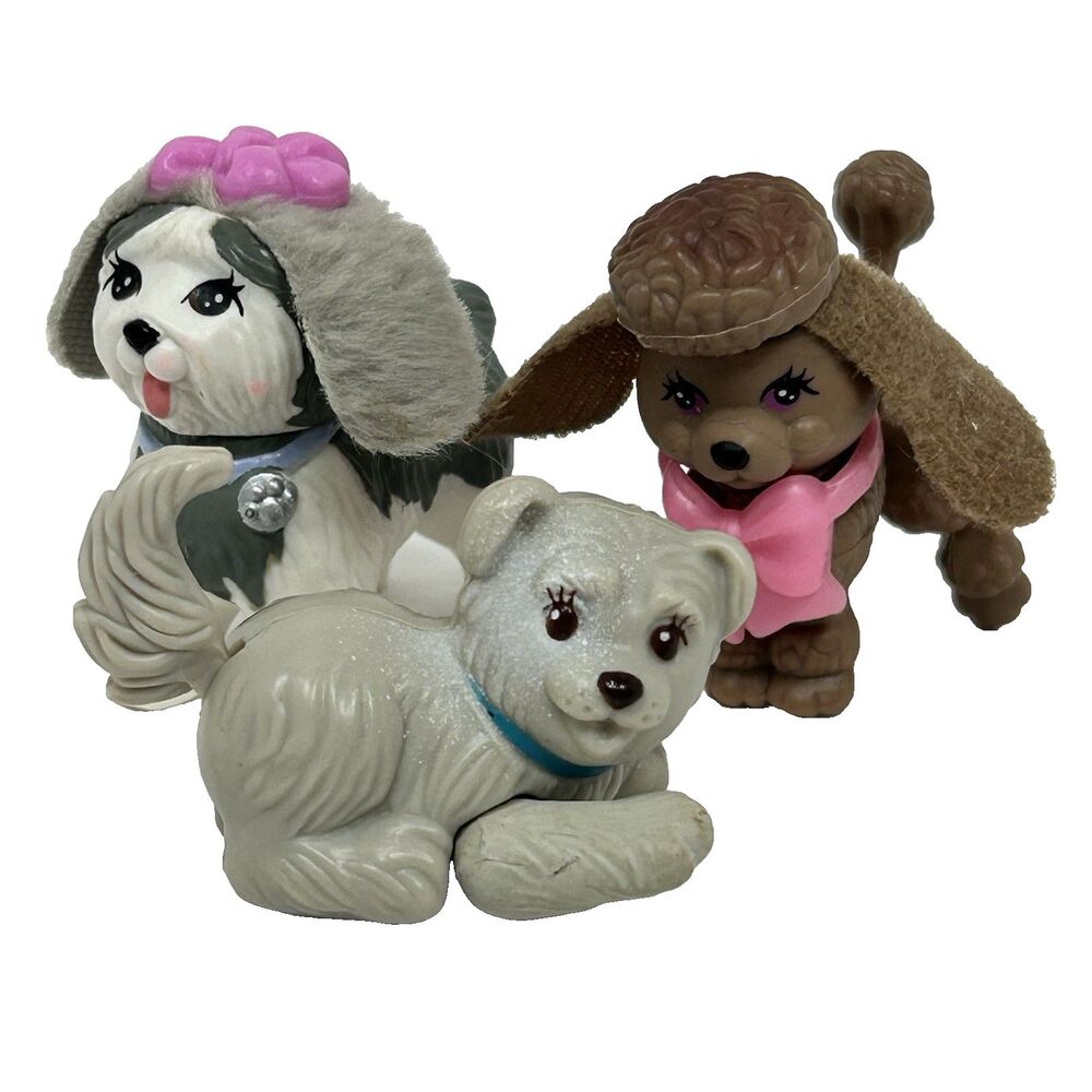 Kenner Gen1 Littlest Pet Shop Figures Lot Poodle 90s Pink Bow Garden LPS